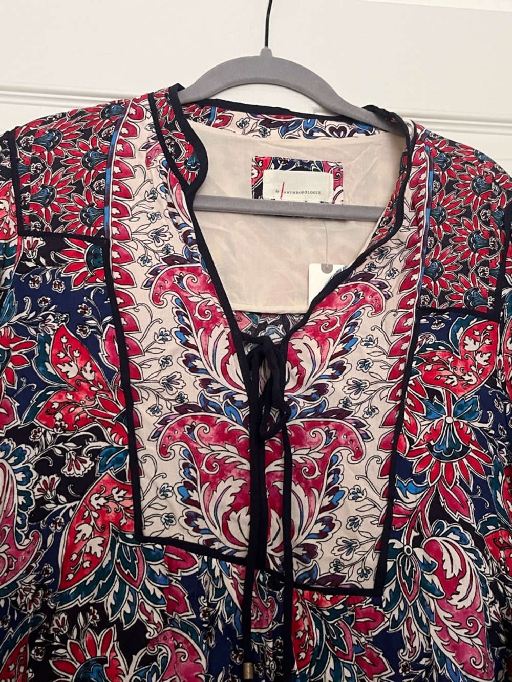 Anthropologie Navy, Red and Cream Floral Boho Dress - Picture 5 of 5